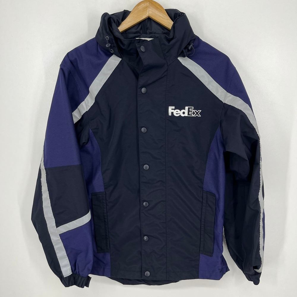 FedEx Stan Herman VF Imagewear Reflective Hooded Uniform Jacket Navy Purple XS